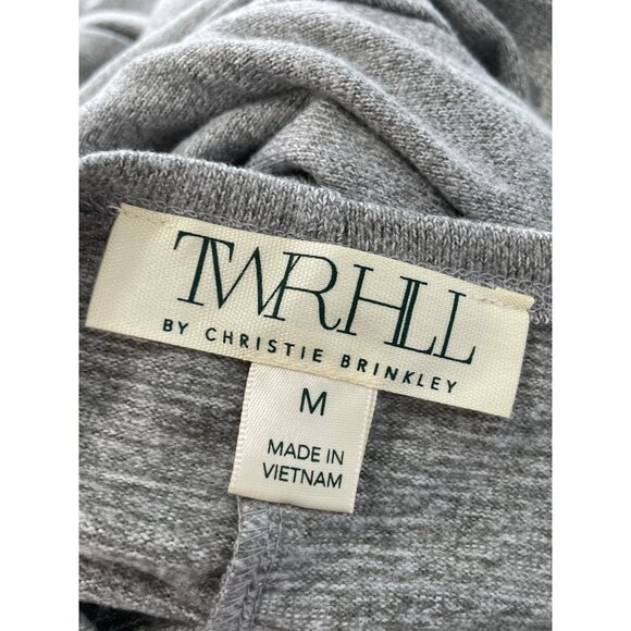 TWRHLL by Christie Brinkley Knit Cowl Neck Dress Size Medium Heather Grey Chic - Picture 3 of 7